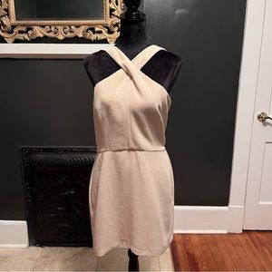 Tan Mango front cross halter midi dress!